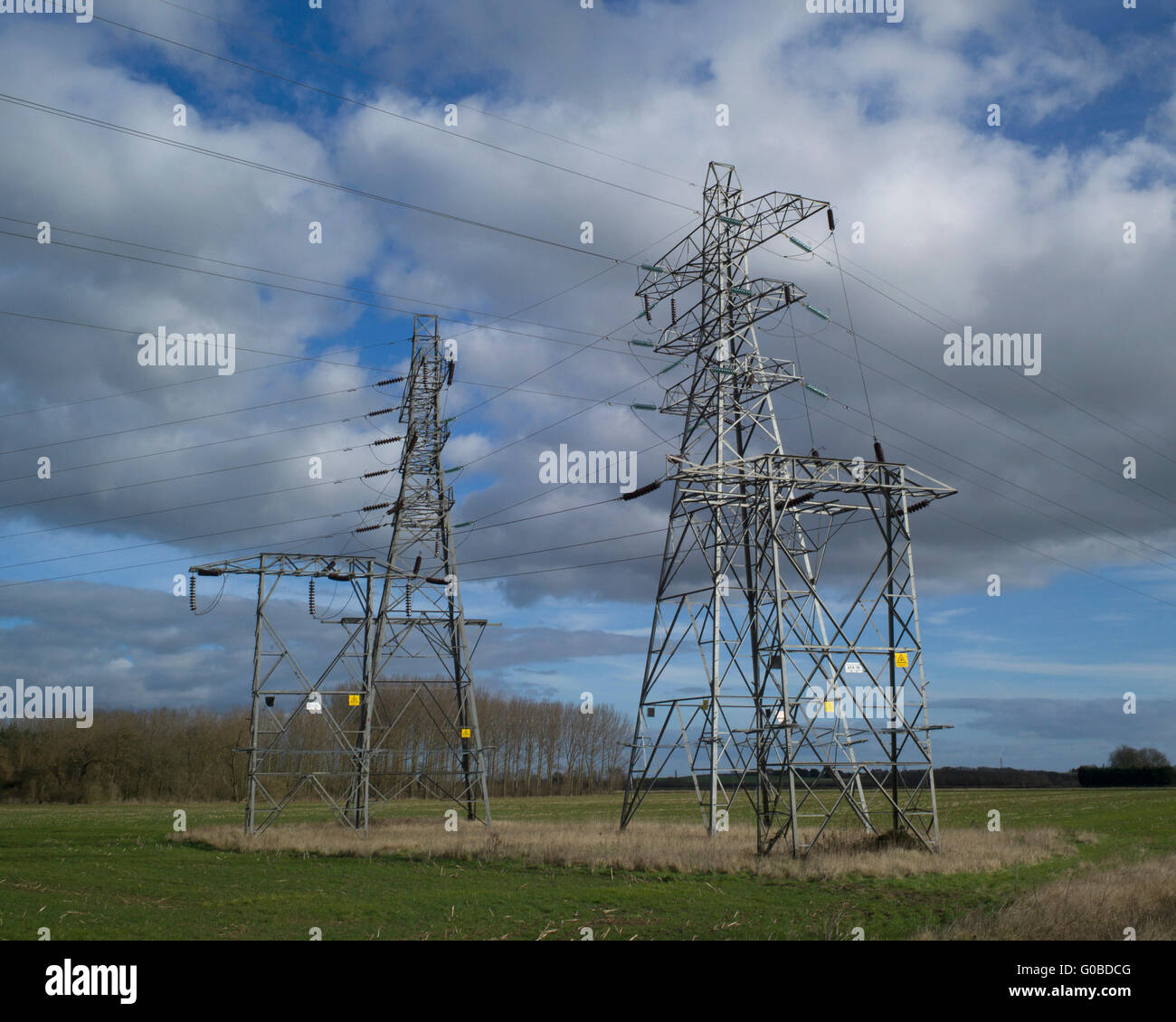 Strommasten Großbritannien Stockfoto