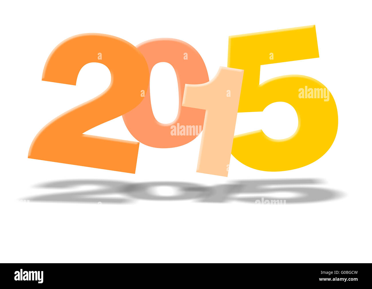 Abbildung des Jahres 2015 auf weißem Hintergrund Stockfoto