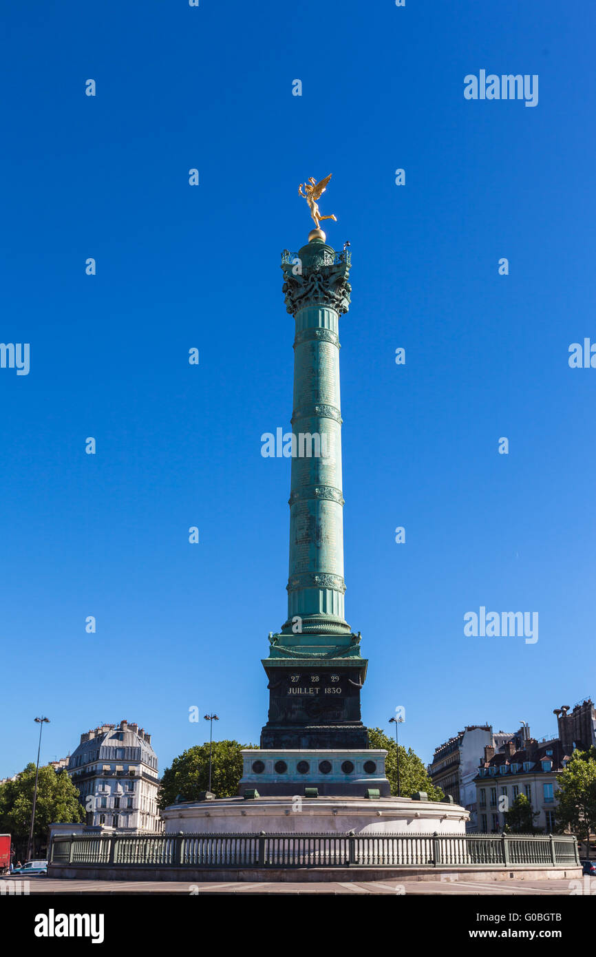 Juli-Spalte in der Mitte des Place De La Bastille in Paris, Frankreich Stockfoto