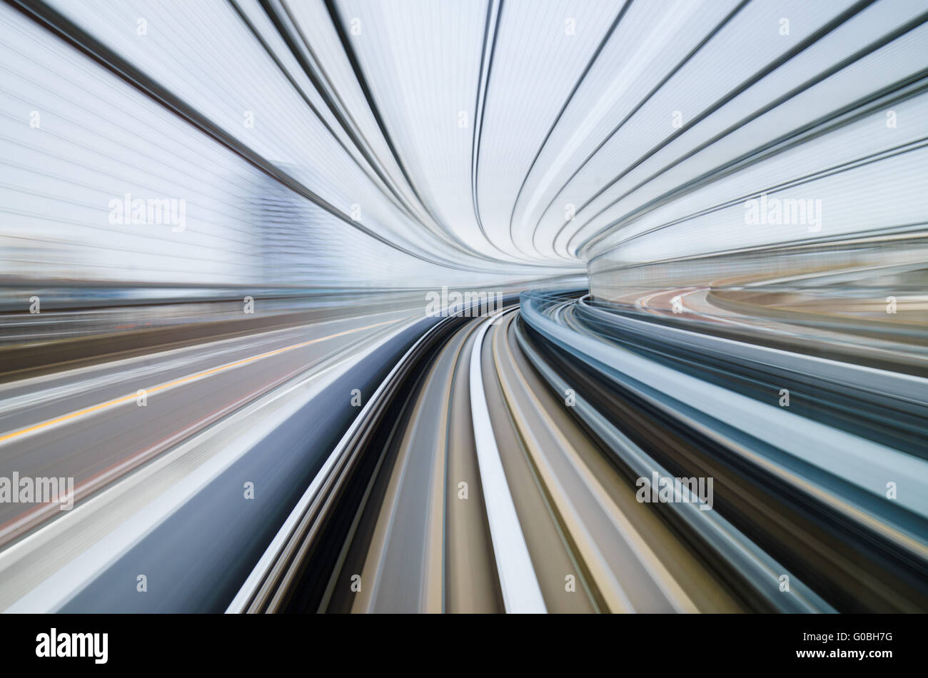Bewegungsunschärfe von Zug bewegen in Tunnel in Tokyo, Japan Stockfoto