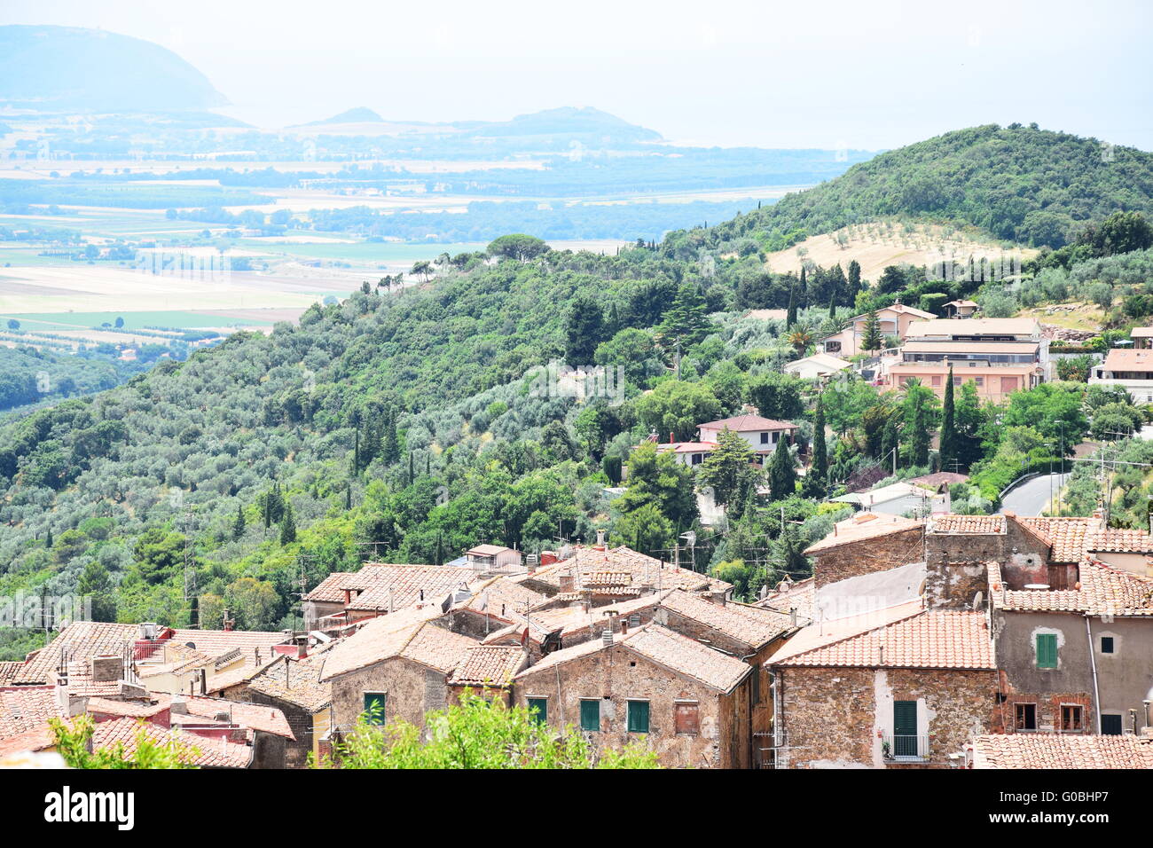 Toskana-Landschaft auf Campiglia Marittima - Italien Stockfoto