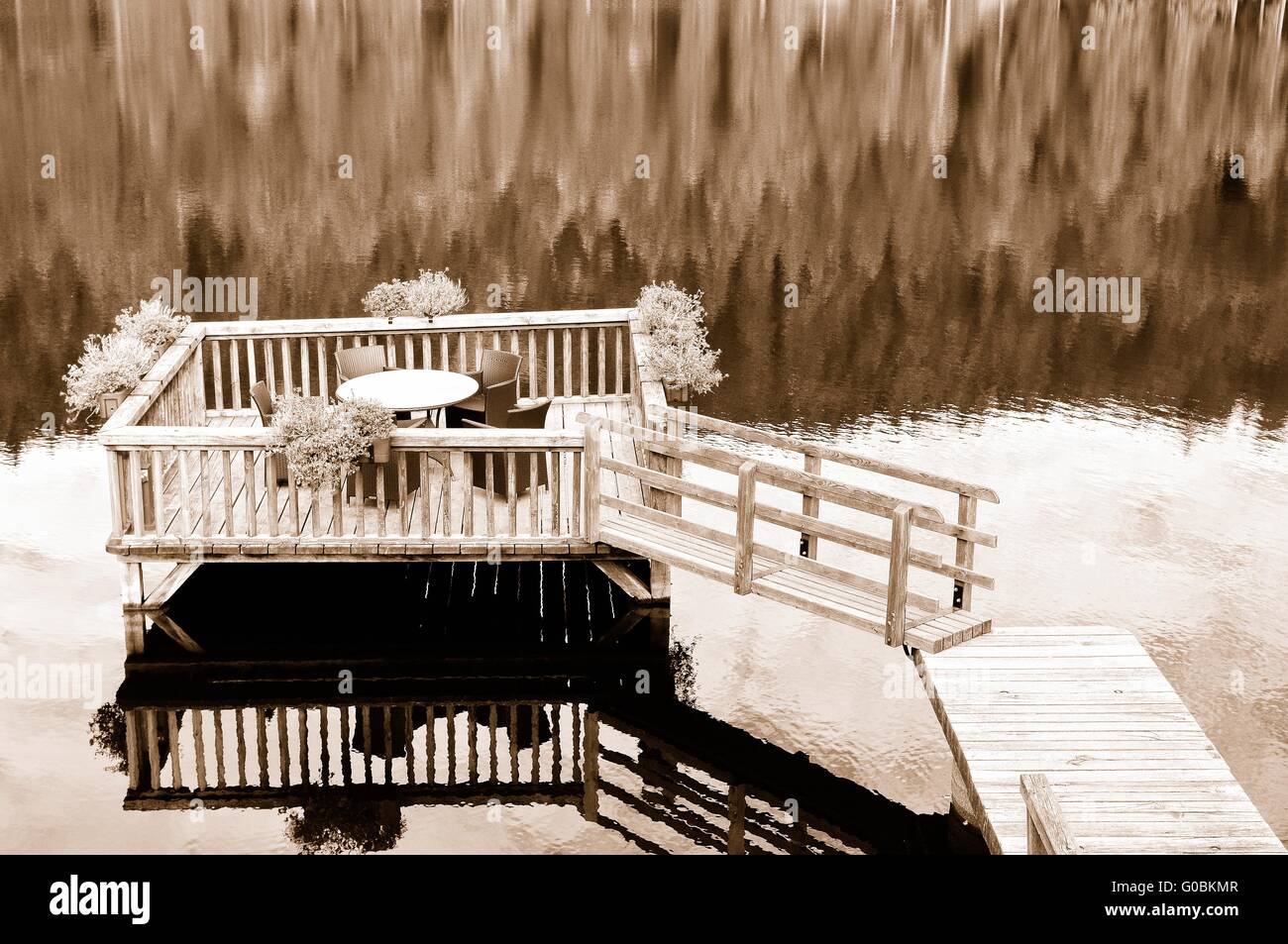 Seeterrasse Mummelsee Schwarzwald Deutschland Stockfoto