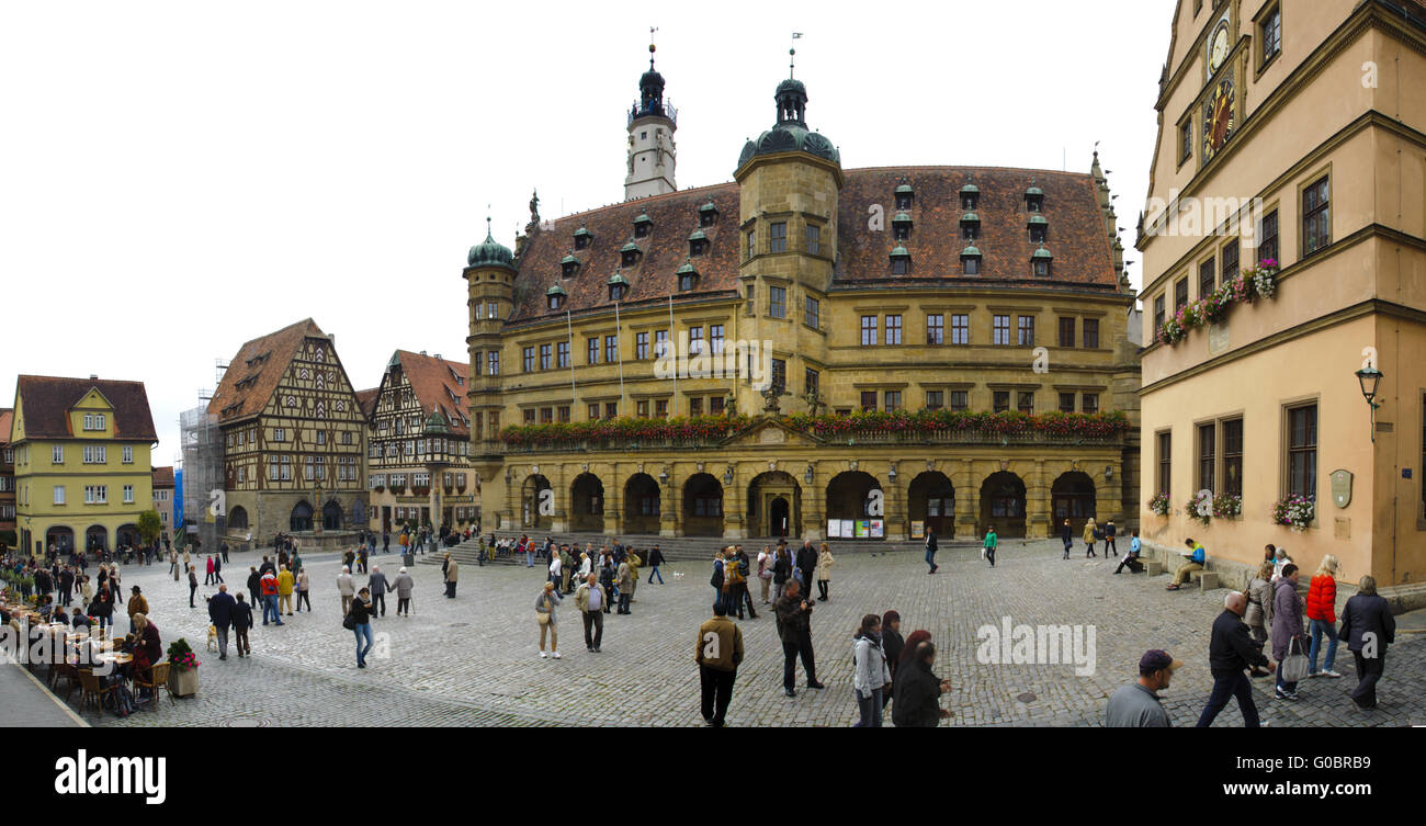 Rathaus-Platz von Rothenburg in Bayern, Deutschland Stockfoto
