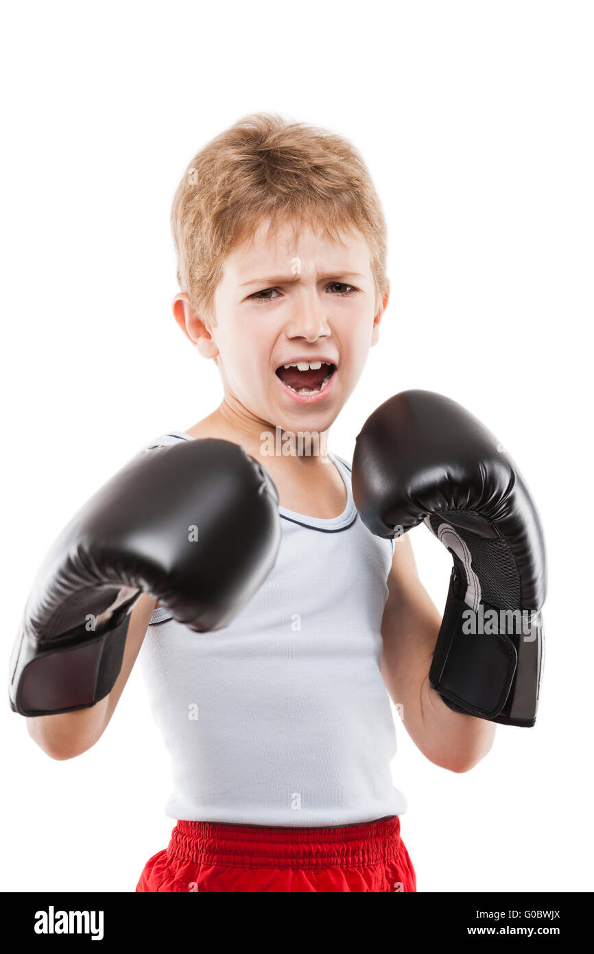 Lächelnde Boxer Kind junge Training Boxen sport Stockfoto