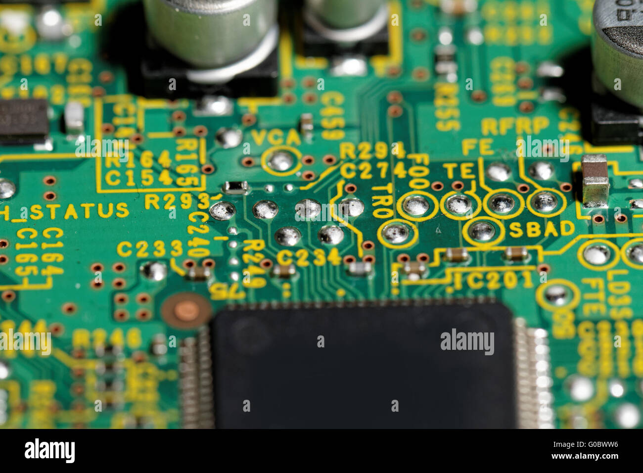 Nahaufnahme Foto von gedruckten Schaltungen Stockfoto