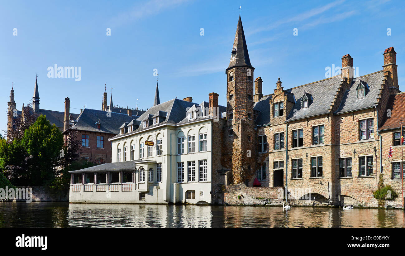 Häuserzeile am Rozenhoedkaai, Brügge, Belgien Stockfoto