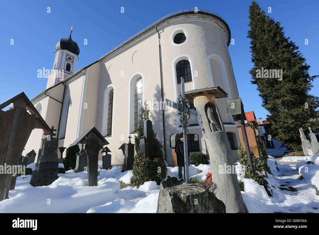 Oberammergauer Kirche Stockfoto