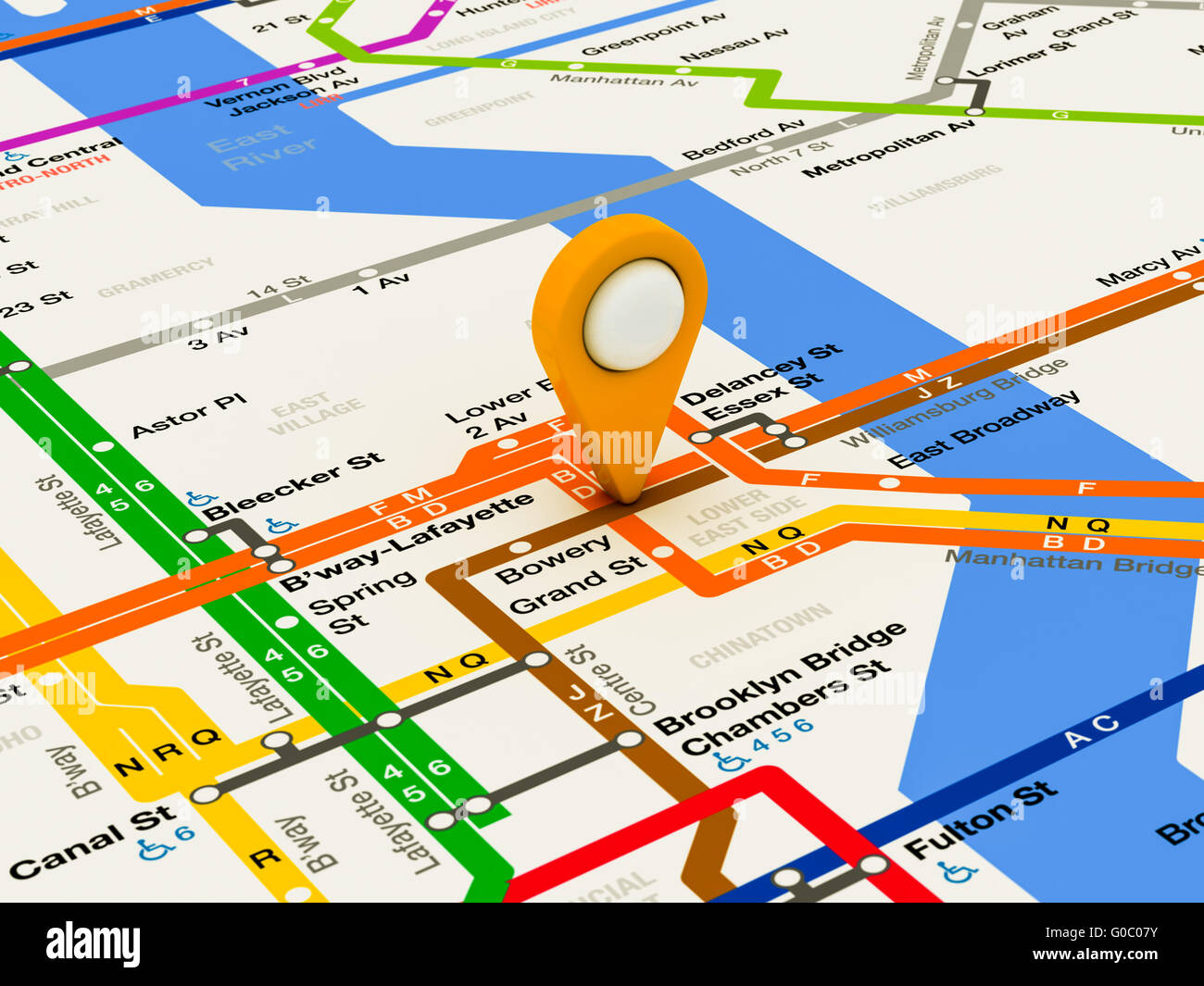 New York u-Bahn Navigationskarte Stockfoto