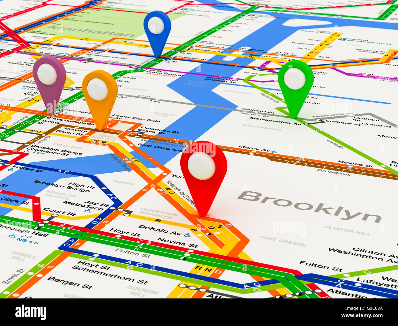 New York u-Bahn Navigationskarte Stockfoto