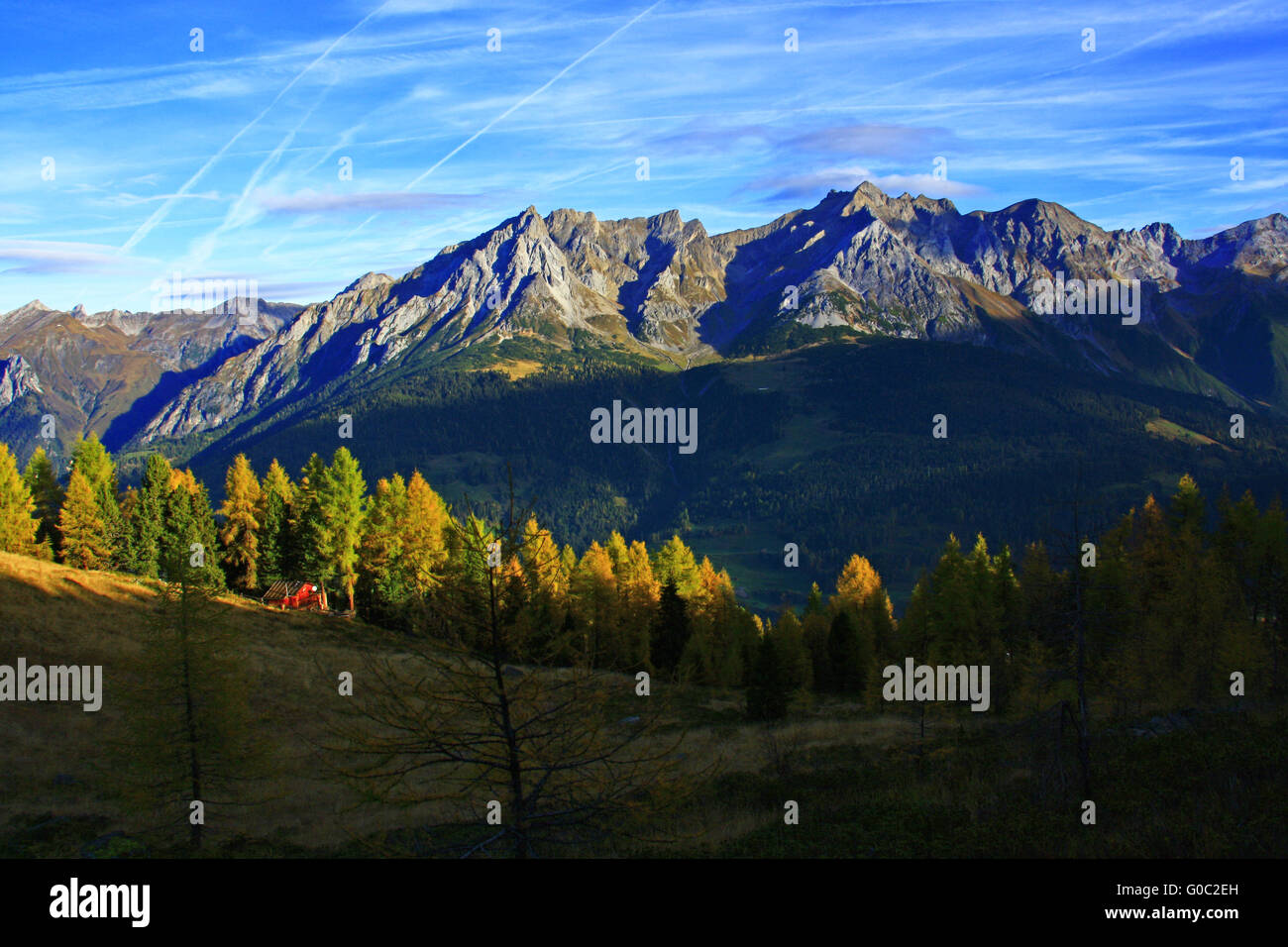 Herbstmorgen Tiroler Alm Stockfoto