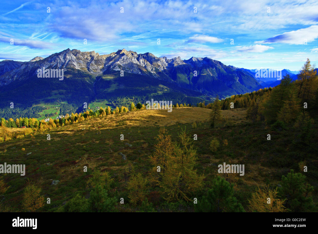 Herbstmorgen Tiroler Alm Stockfoto
