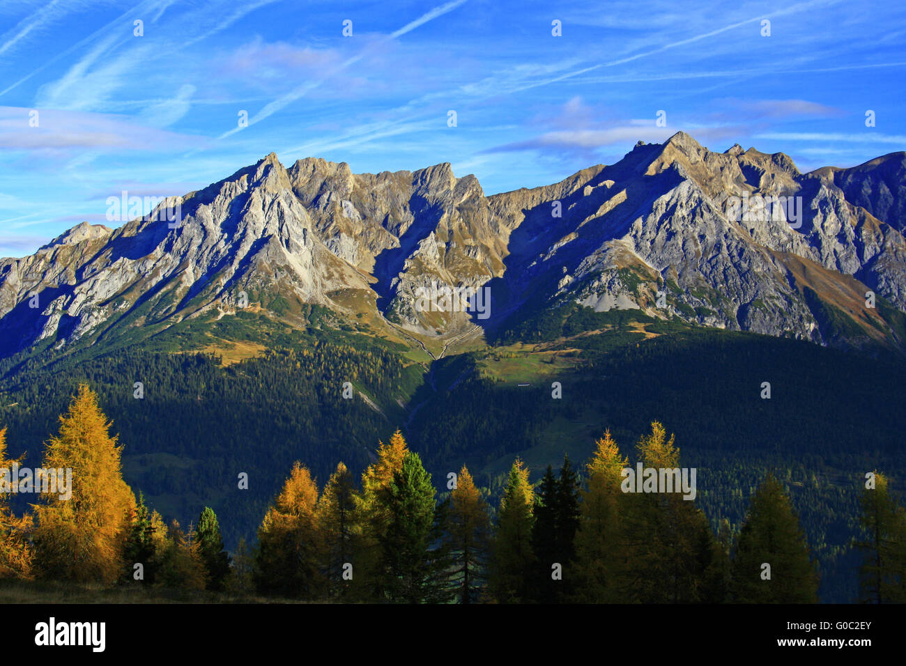 Herbstmorgen Tiroler Alm Stockfoto