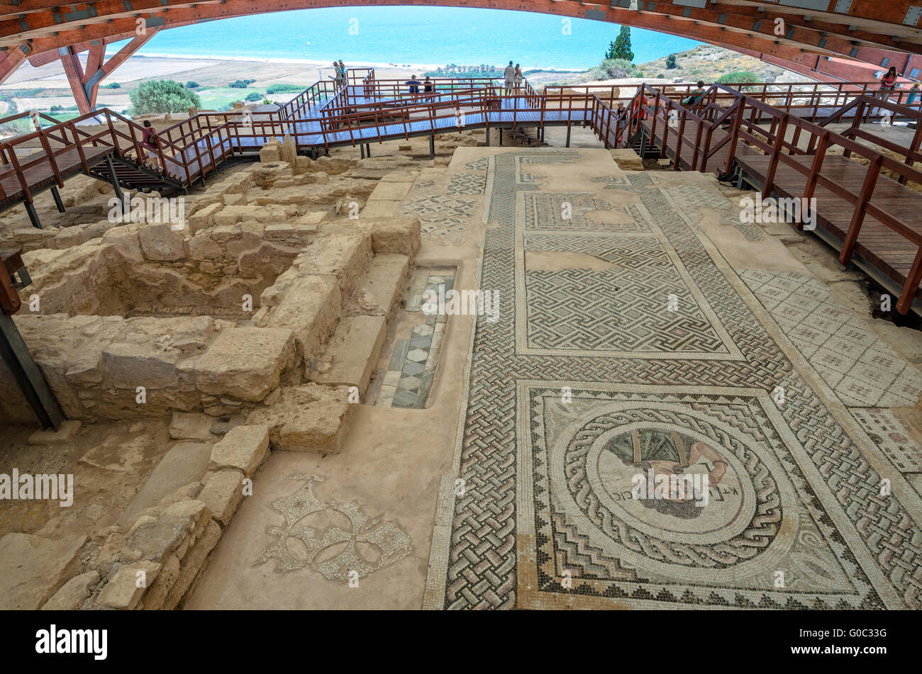 Mosaik im Eustolios Haus in Kourion auf Zypern Stockfoto