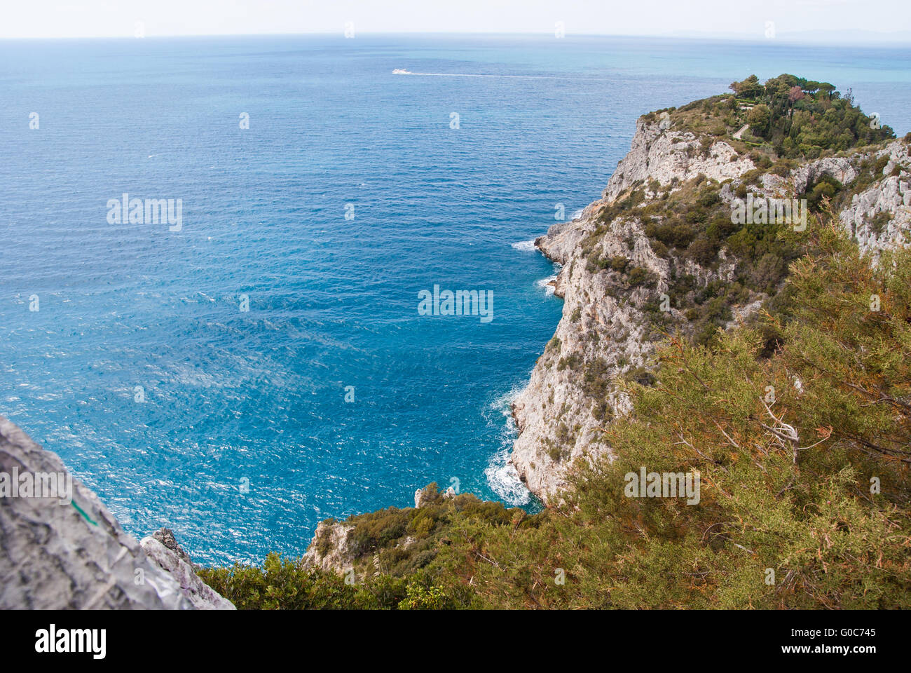 Küste mit Monte Argentario, Maremma, Toskana Stockfoto