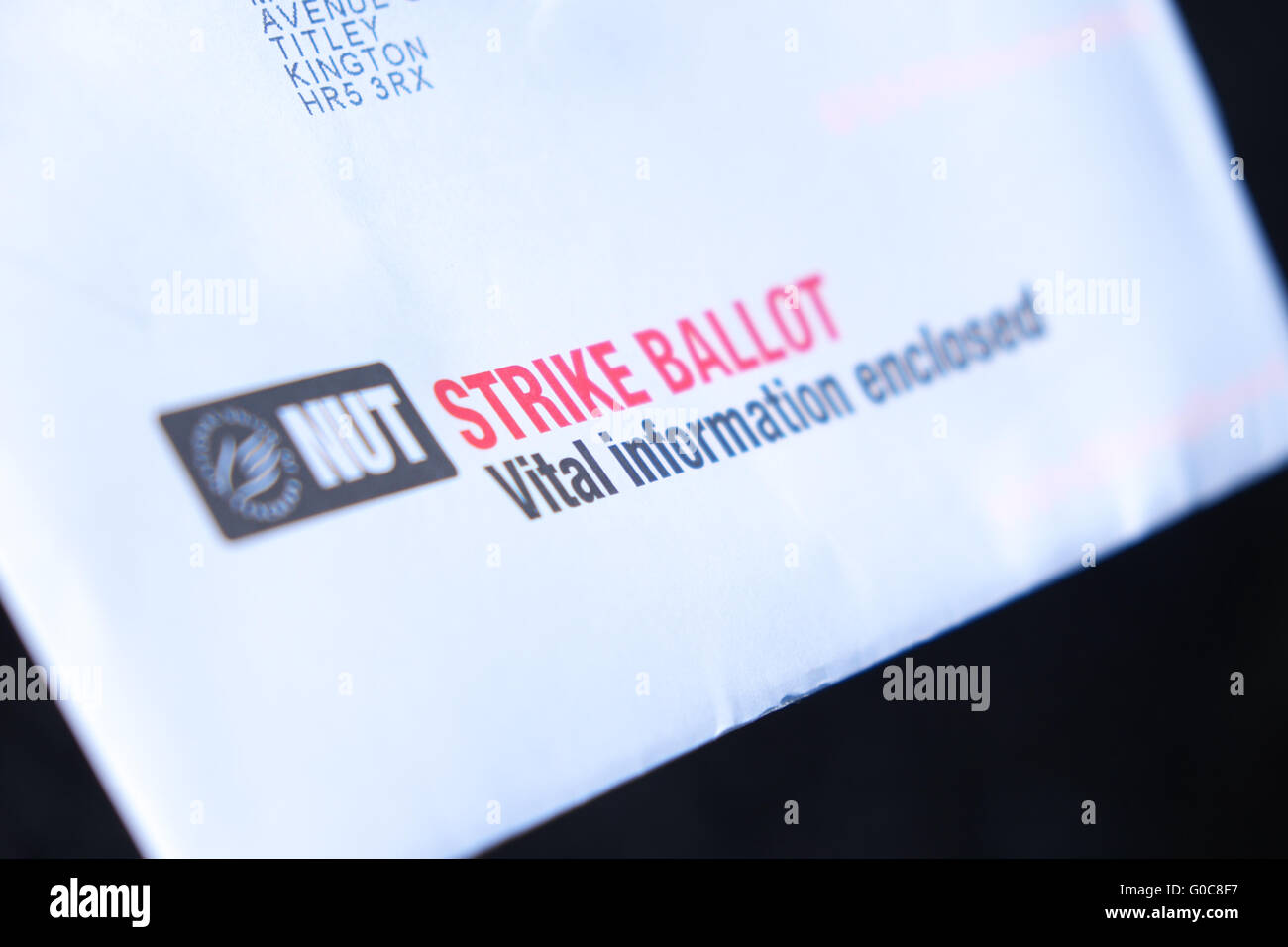 Nuss-Strike Ballot Stimmzettel kommen per Post Mai 2016 Stockfoto