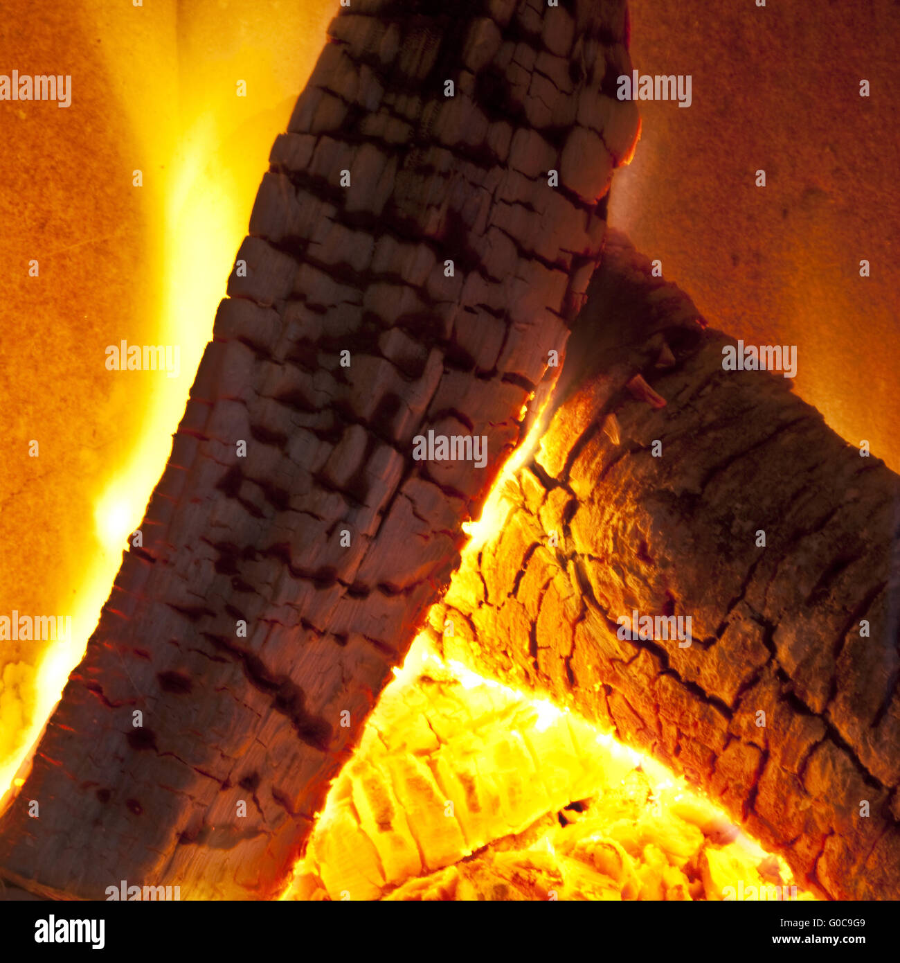 Feuer in einem Kamin, Deutschland, Europa Stockfoto