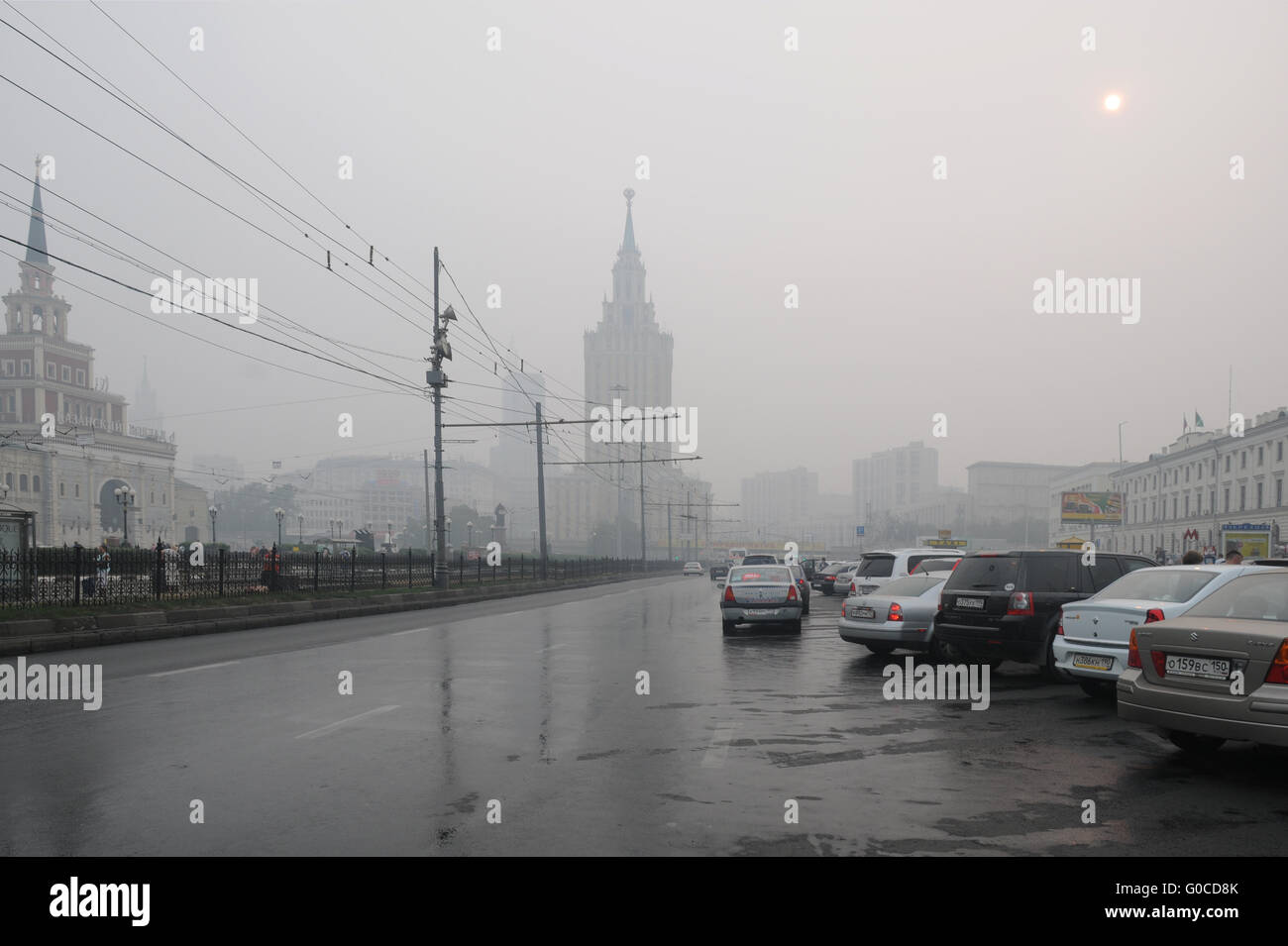 Schreckliche Smog in Moskau Stockfoto