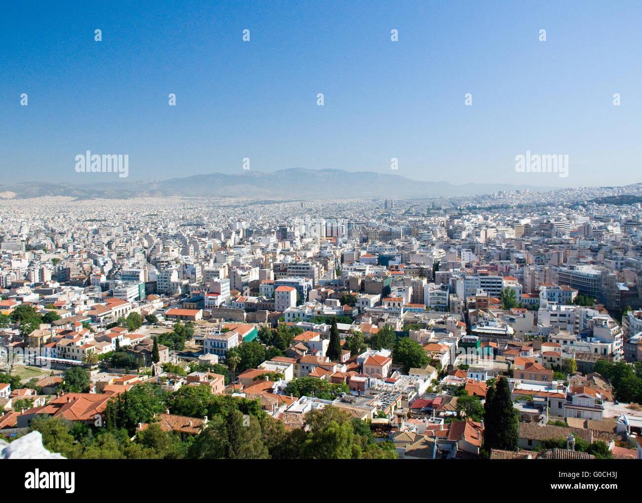 Die Sehenswürdigkeiten des antiken Griechenland Blick auf Athen Stockfoto