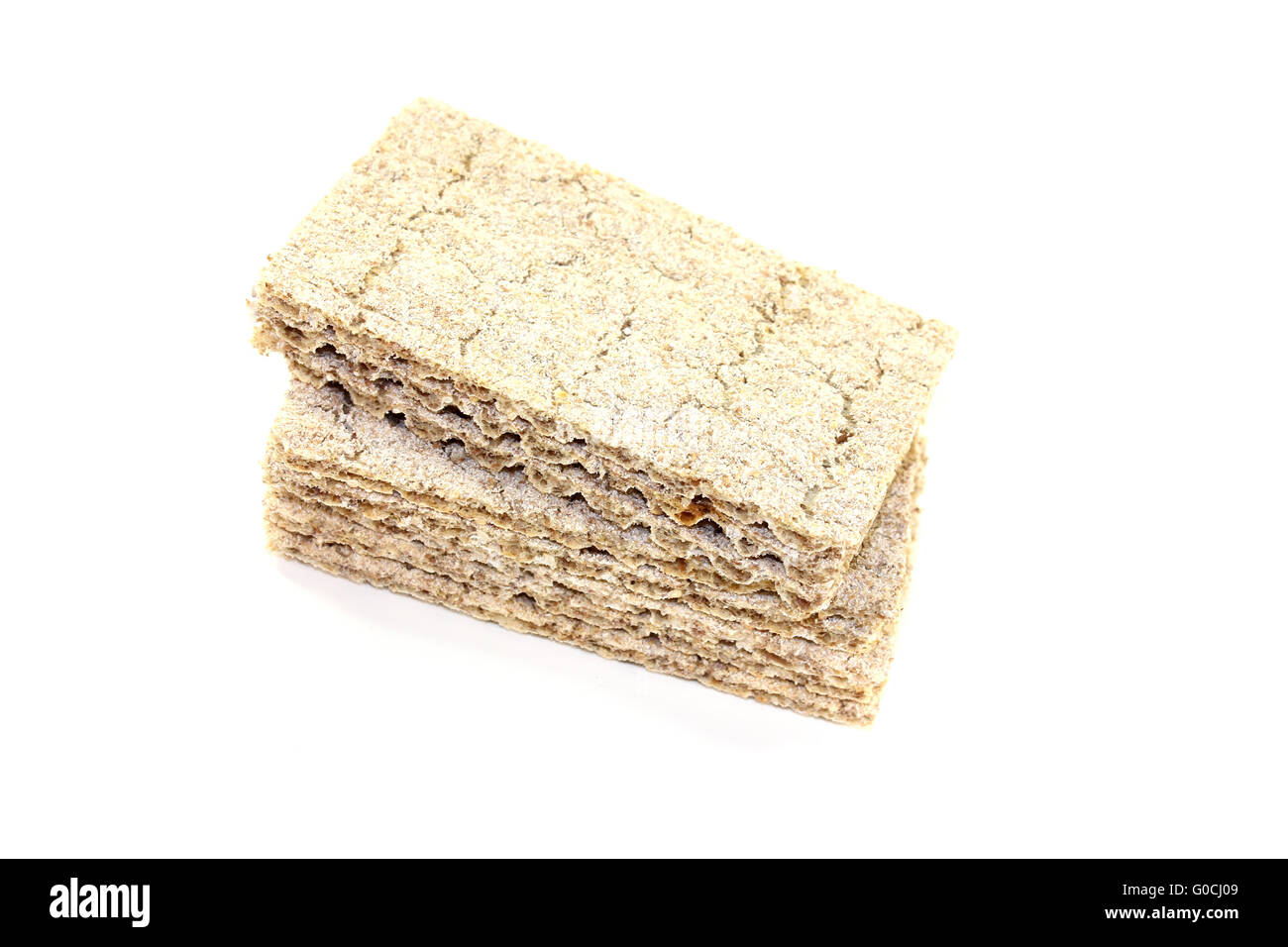 kleine Stapel von Knäckebrot Stockfoto