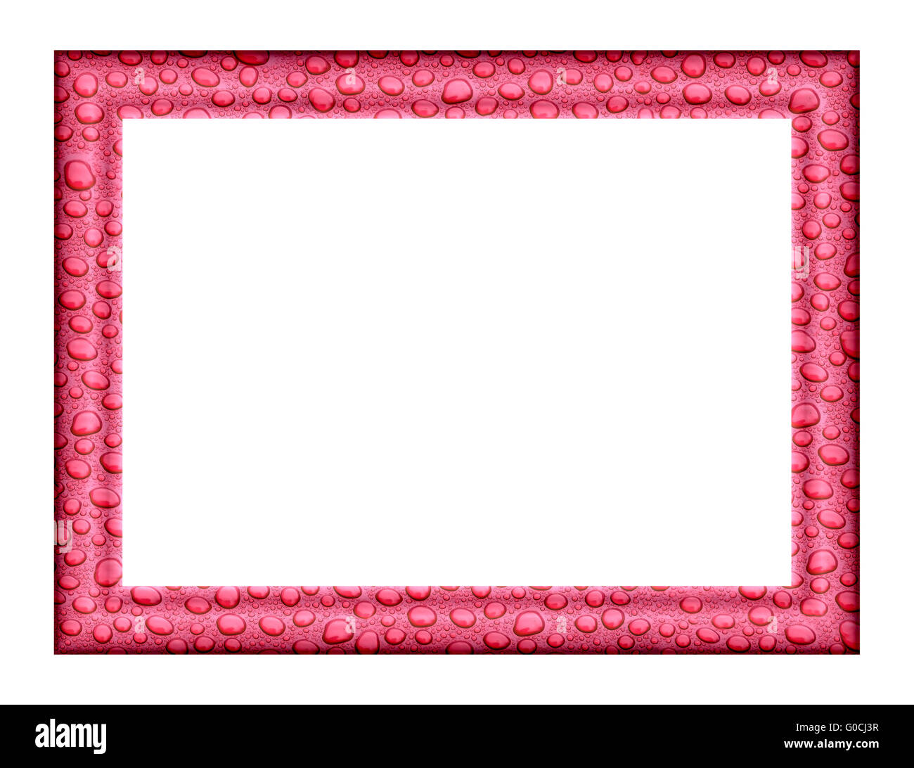 Roter Rahmen mit Wassertropfen Stockfoto