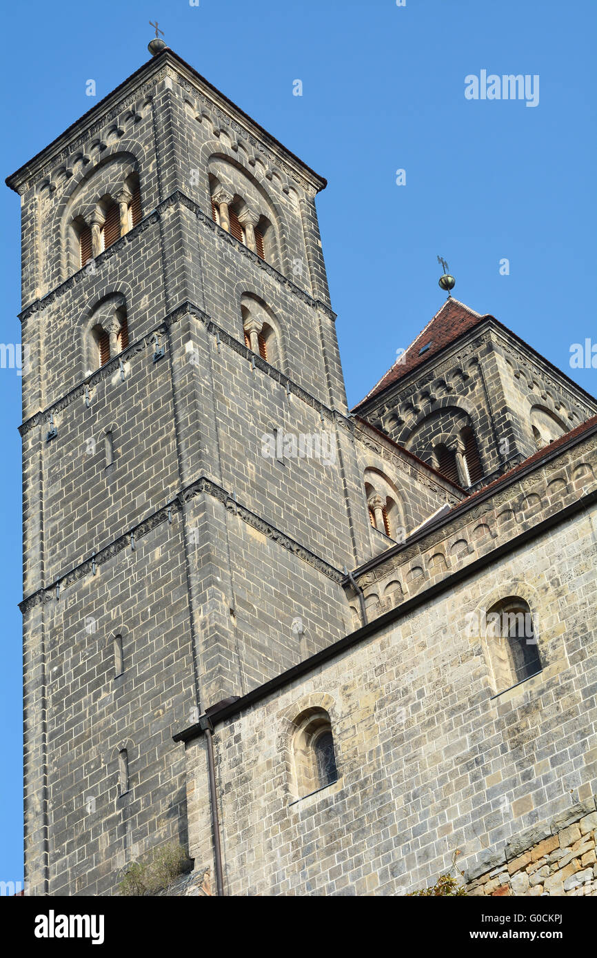 Türme der Stiftskirche Kirche Quedlinburg Stockfoto