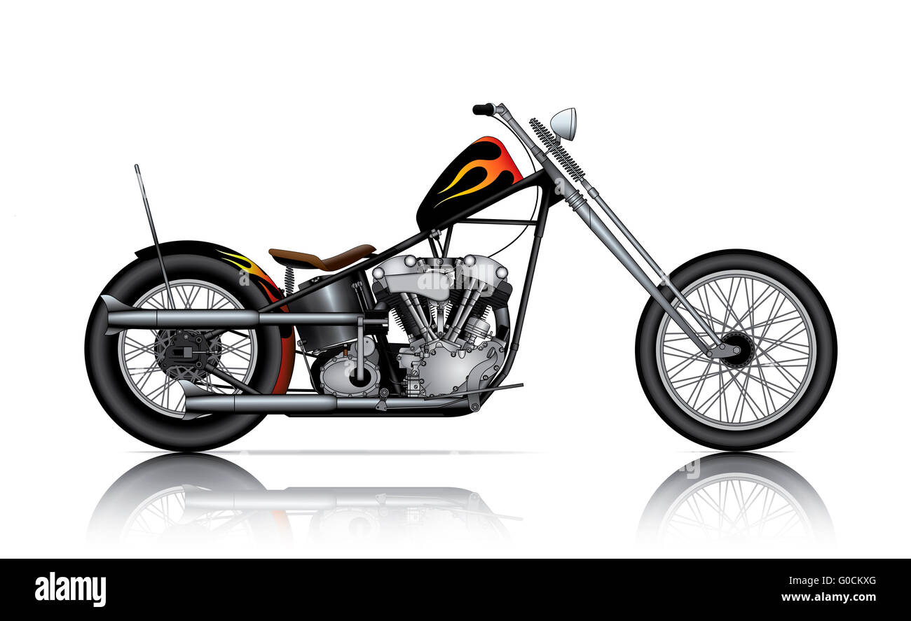 Custom Chopper isoliert auf weißem Hintergrund Stockfoto