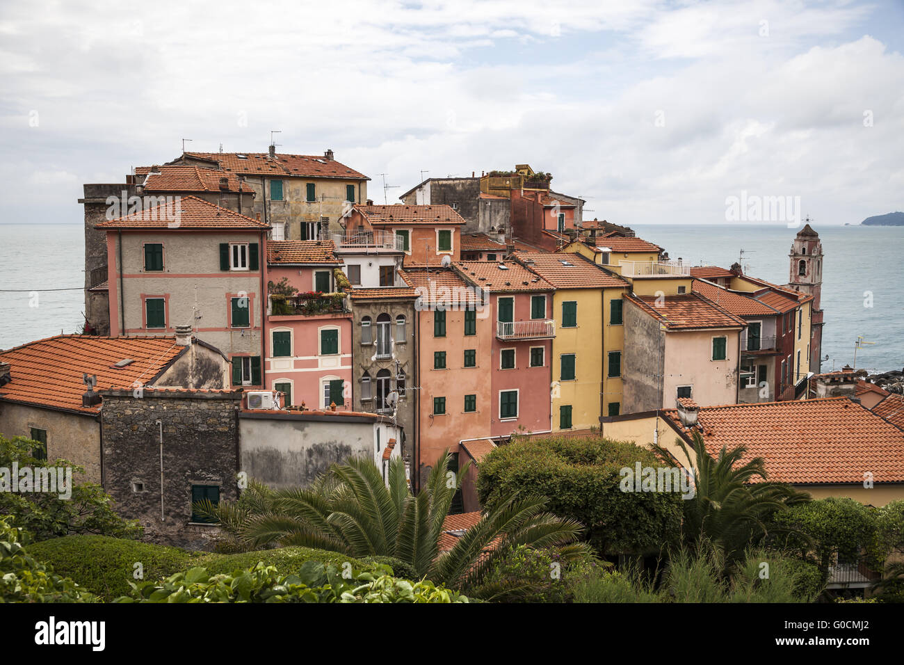 Tellaro, typische Häuser an der ligurischen Küste Stockfoto