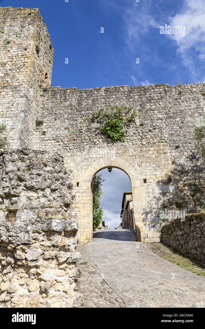 Monteriggioni, mittelalterlichen Mauerring, Toskana, Italien Stockfoto