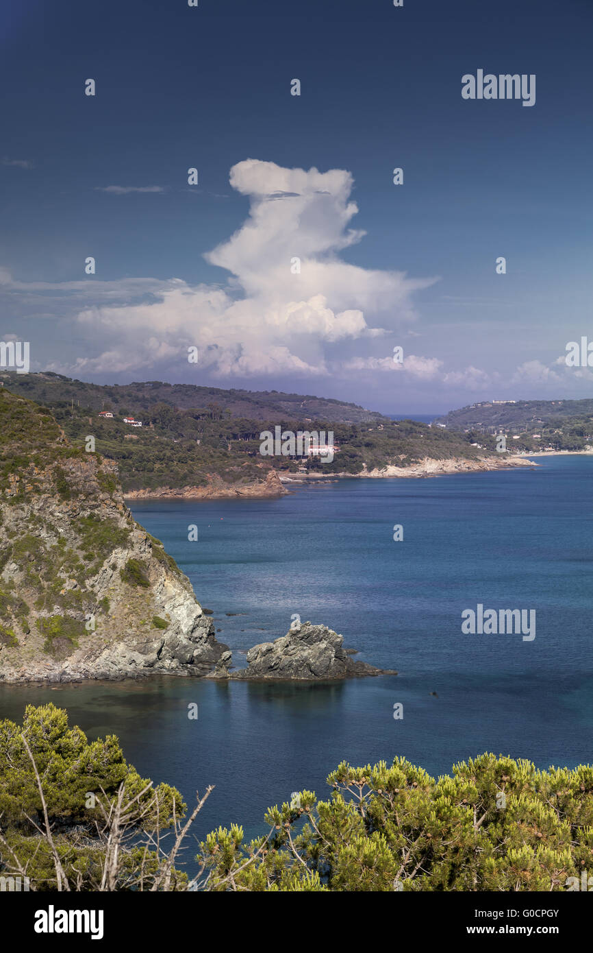 Küste in der Nähe von Lacona, Insel Elba, Toskana Stockfoto