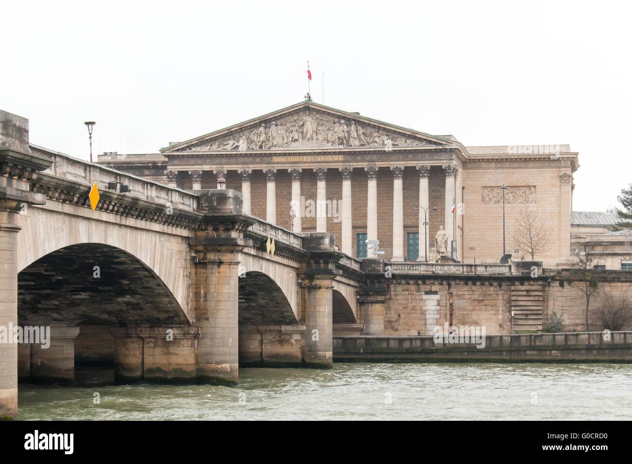 Palais Bourbon, Sitz der französischen Nationalversammlung in Paris, Frankreich. Stockfoto