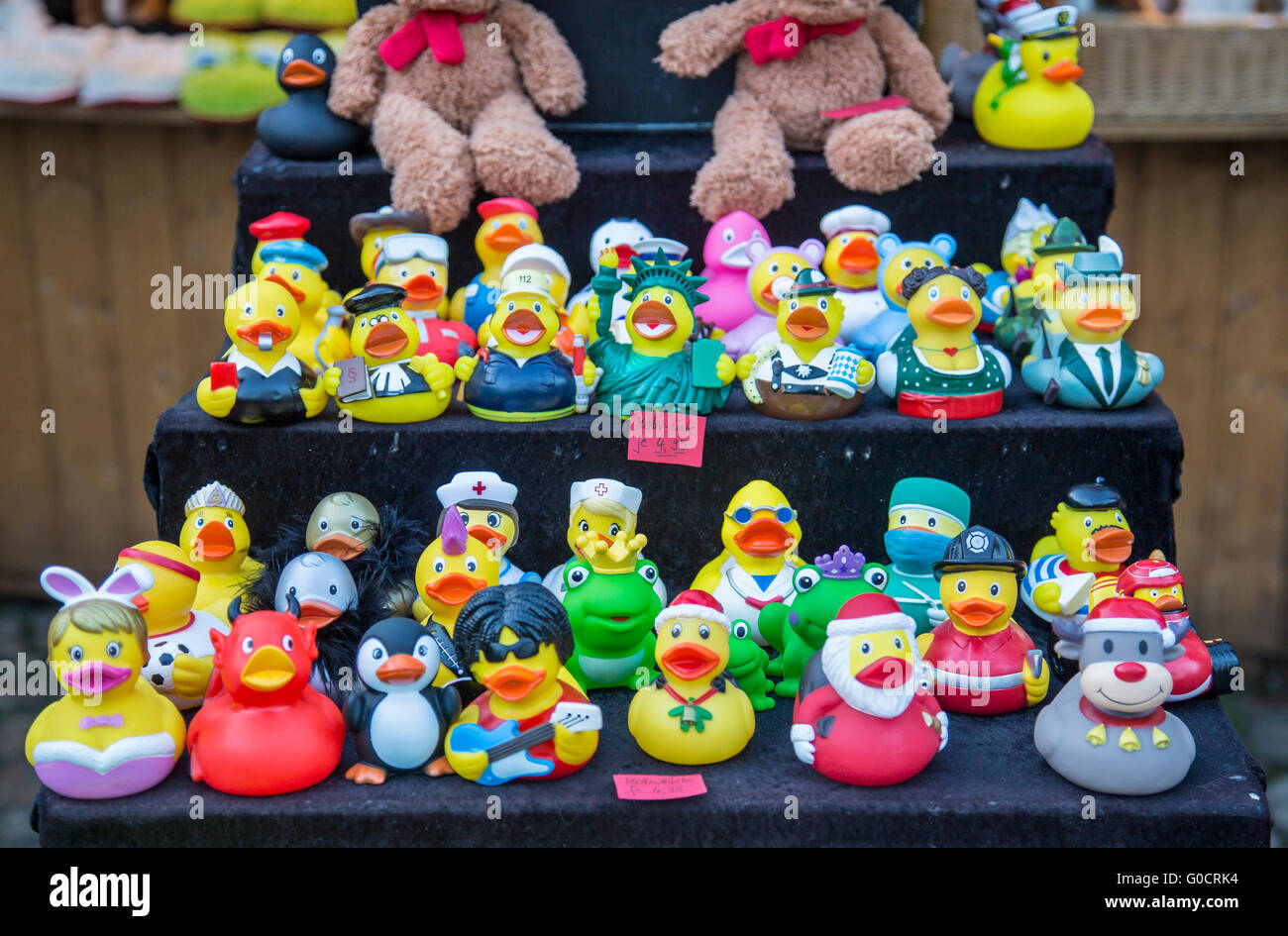 Verschiedene Arten von Rubber ducky, Spielzeug, Stockfoto