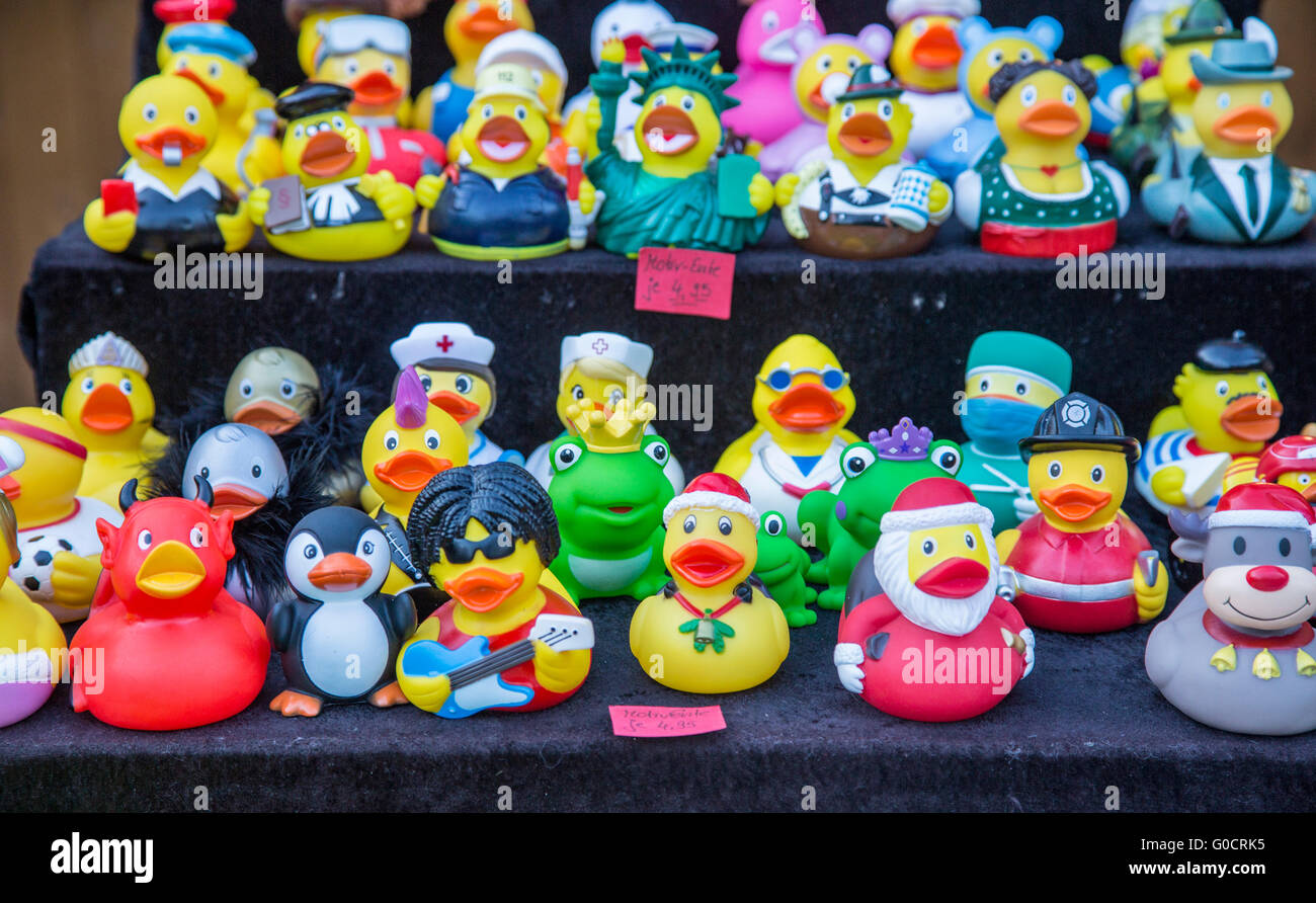 Verschiedene Arten von Rubber ducky, Spielzeug, Stockfoto