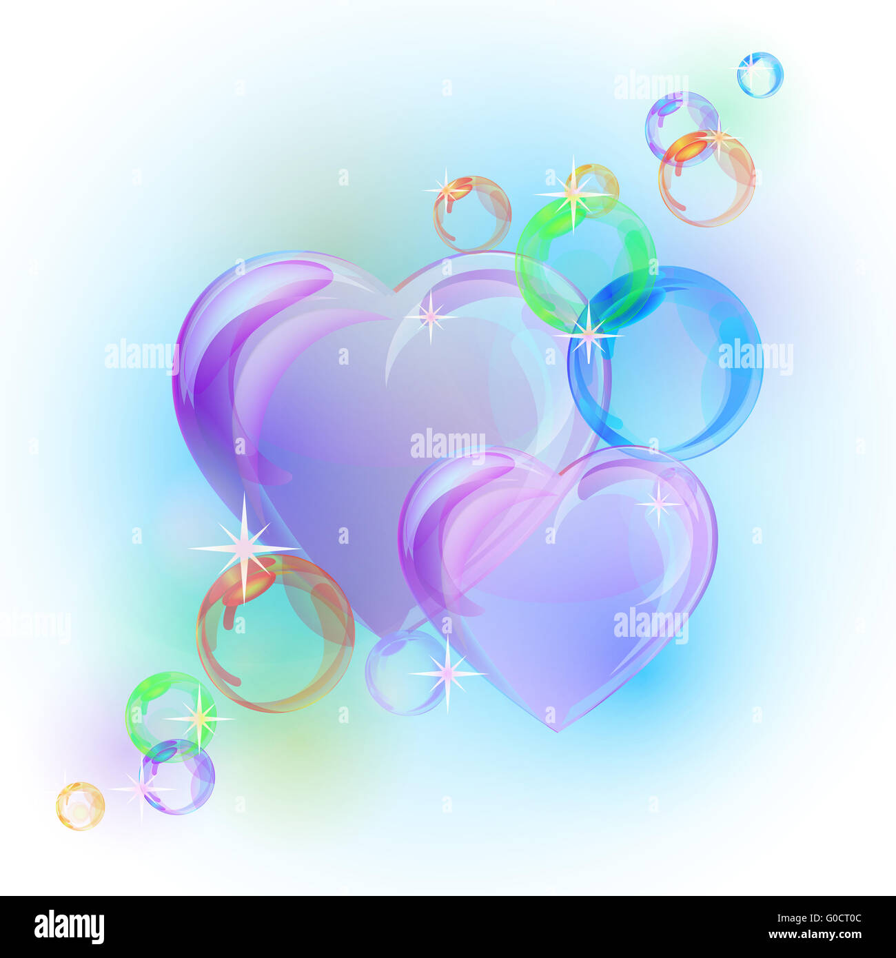 Romantischen Hintergrund mit bunten Blase Herzen Formen. Stockfoto