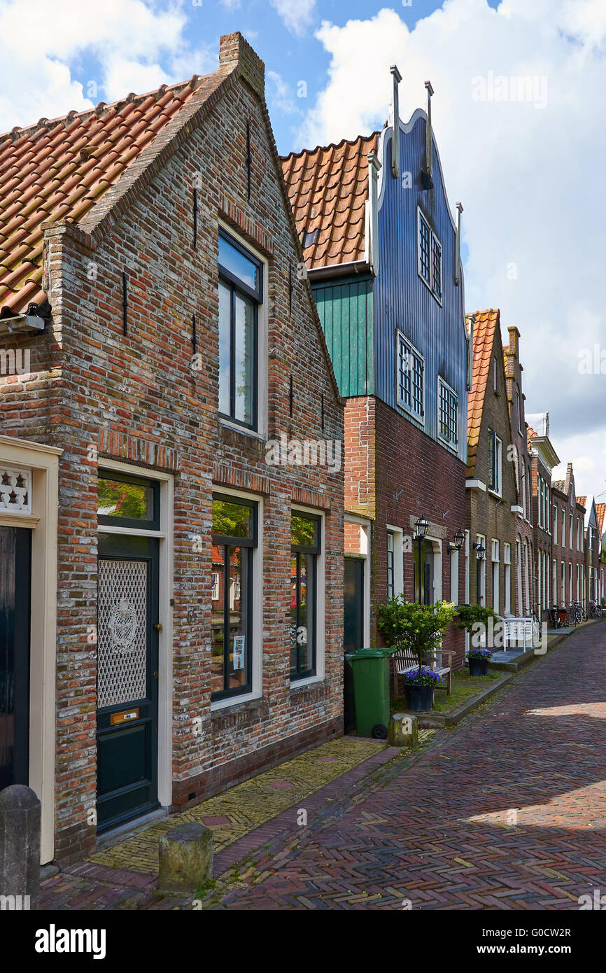 Reihe von Häusern, Edam, Noord-Holland, Niederlande Stockfoto