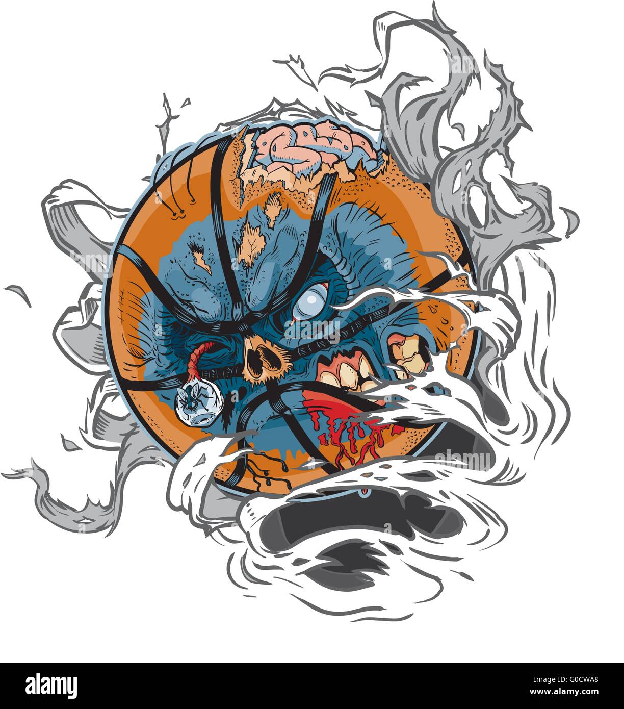 Ein Zombie Basketball Rippen aus dem Hintergrund! Stock Vektor
