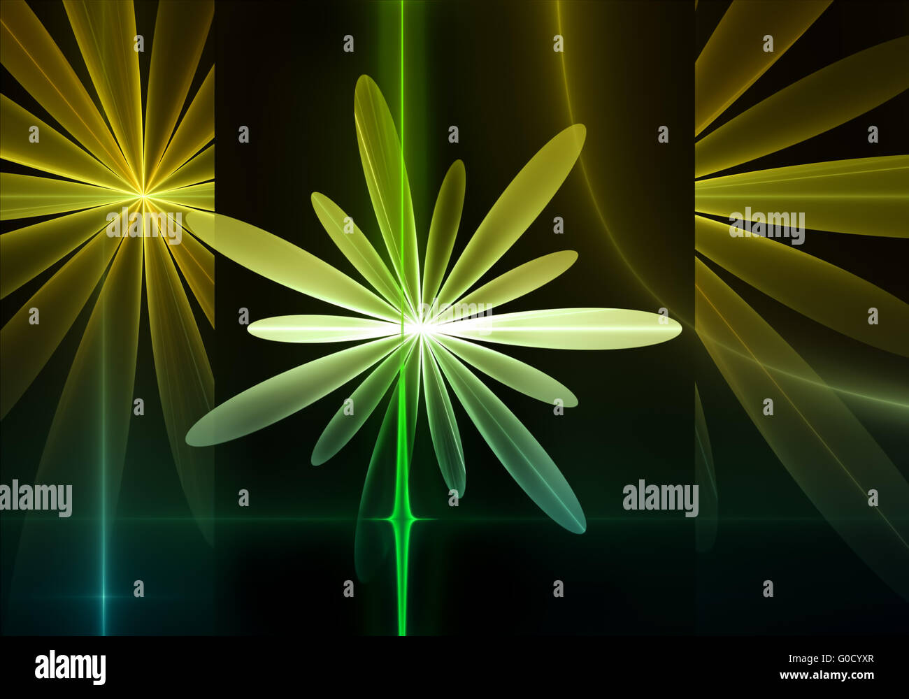 Frühling, floraler Hintergrund, gelb und Grün Blume Stockfoto