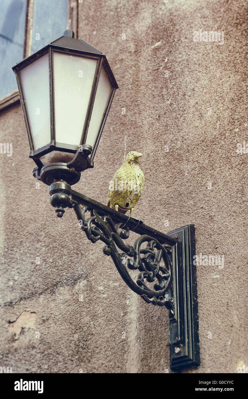 Lampe mit Vogel Stockfoto