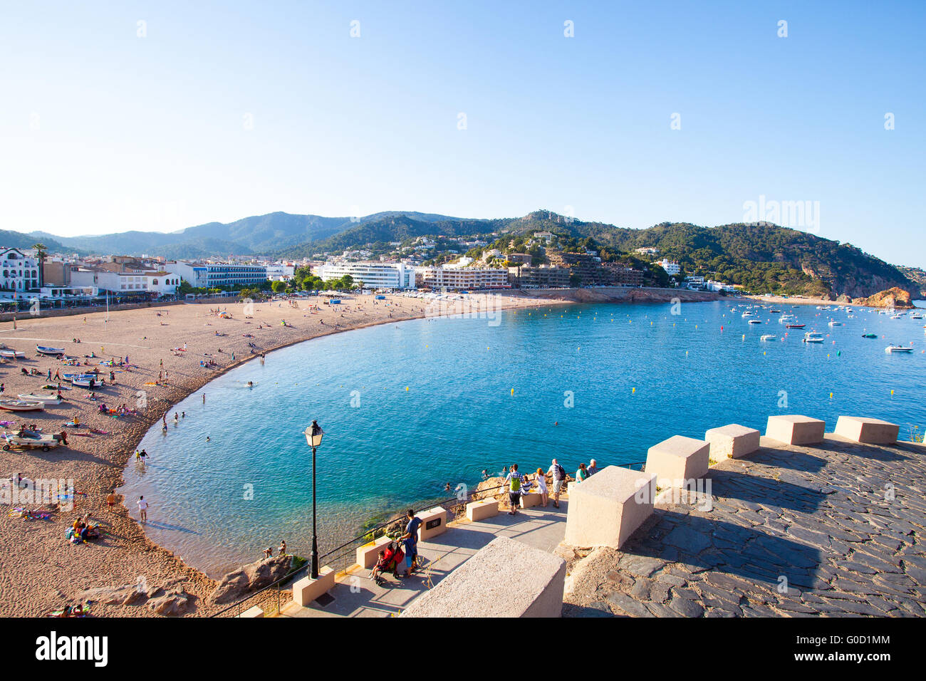 Abend-Blick auf die Bucht Badia de Tossa und Gran Pl Stockfoto