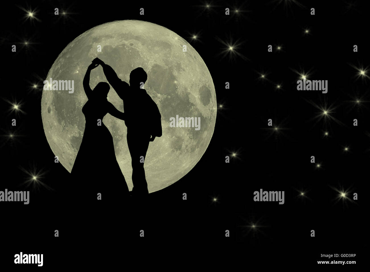 Tanzen im Mondschein romantische banner Stockfoto