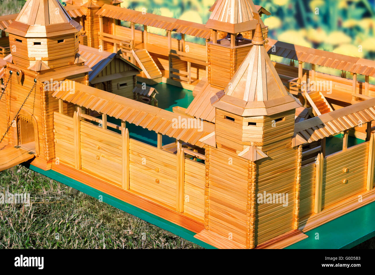 Das Layout einer alten Festung, die aus Holz gemacht. Stockfoto