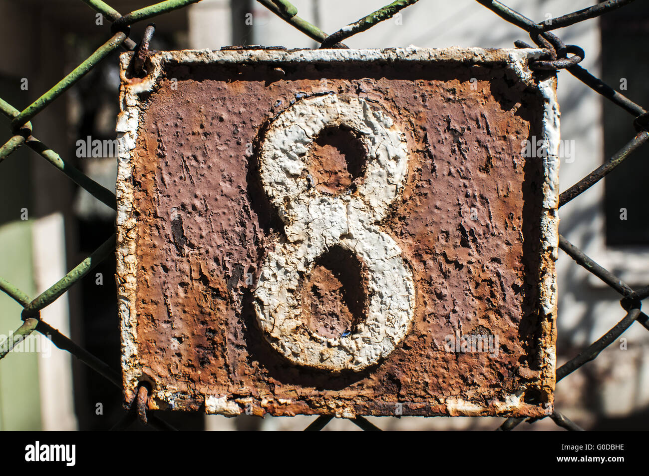 Alte Retro verwitterte bemalte gusseiserne Platte 8 Stockfoto Alte Retro verwitterte bemalte gusseiserne Platte 8 Stockfoto