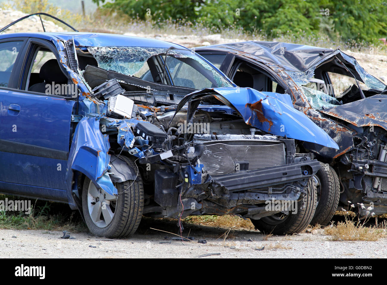 Mehreren Fahrzeug-Kollision in high-Speed-Verkehrsunfall Stockfoto