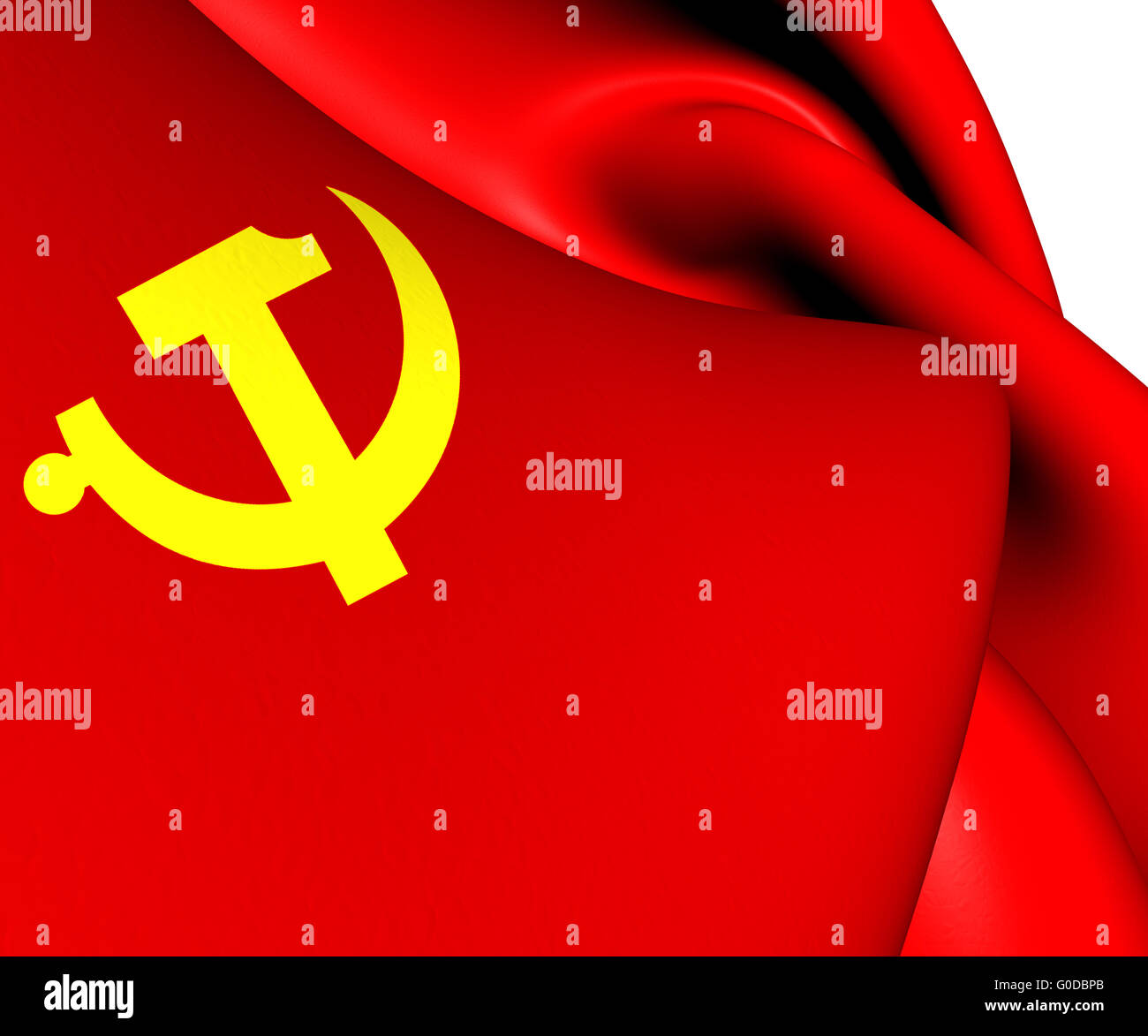 Flagge der chinesischen kommunistischen Partei. Hautnah. Stockfoto