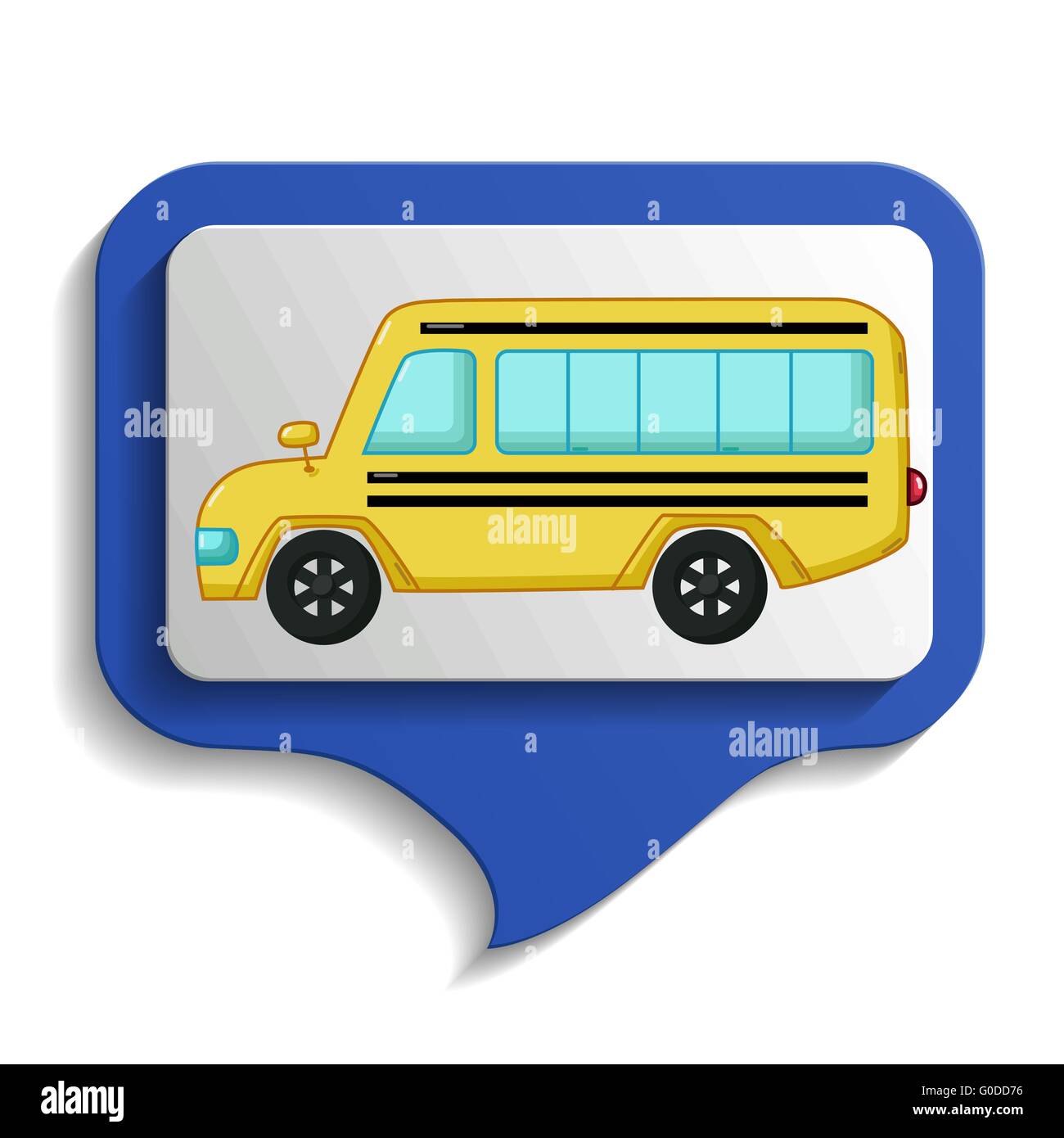 Ordnen Sie die Zeichen des Stadtverkehrs-Symbol im Cartoon-Stil, die isoliert auf weißem Hintergrund. Schulbus Stock Vektor