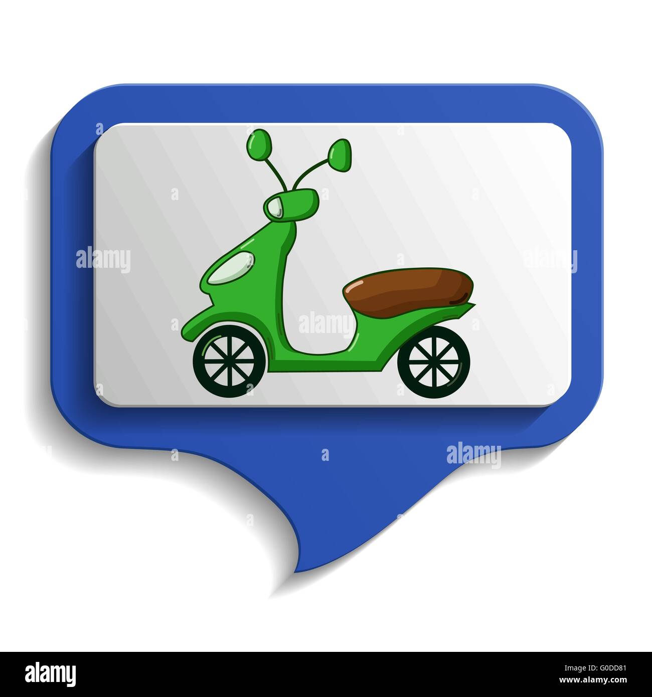 Ordnen Sie die Zeichen des Stadtverkehrs-Symbol im Cartoon-Stil, die isoliert auf weißem Hintergrund. Grüne Roller Stock Vektor