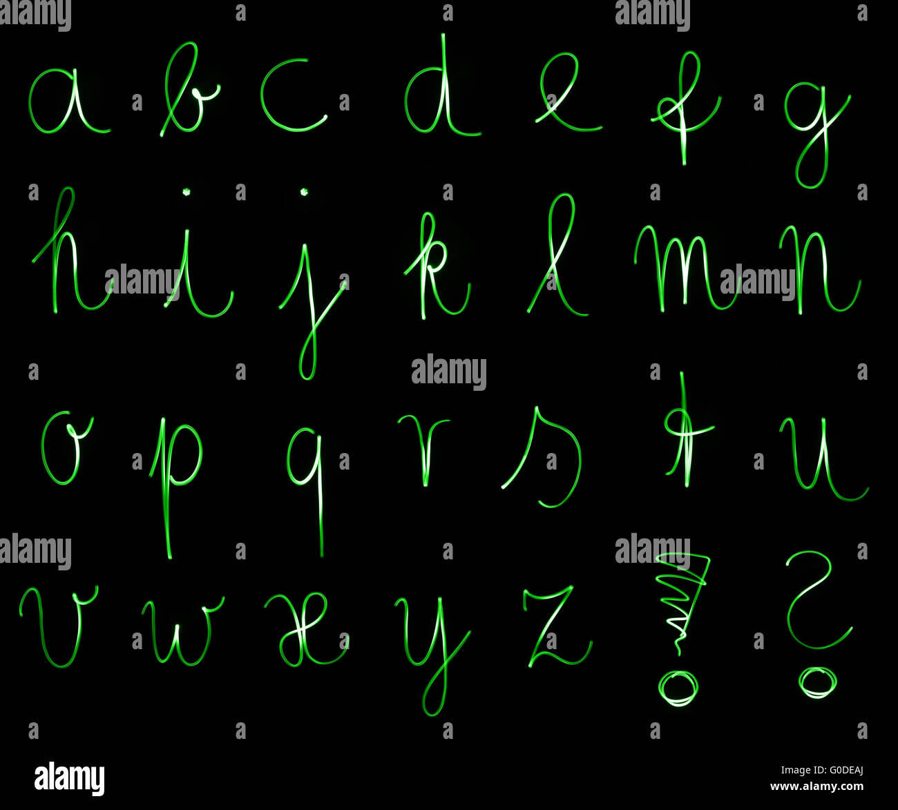 Fluoreszierenden Buchstaben Stockfoto
