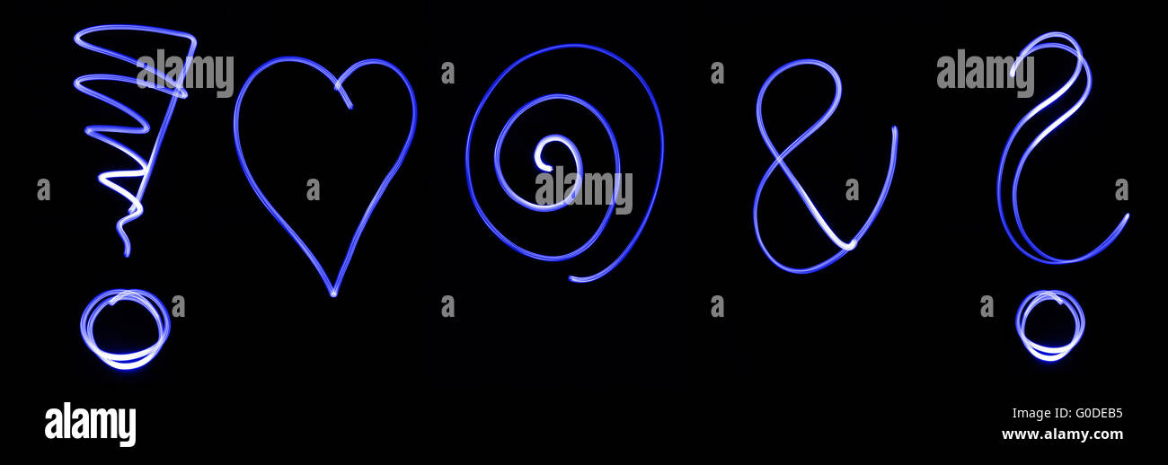 Verschiedenen fluoreszierenden Symbole Stockfoto