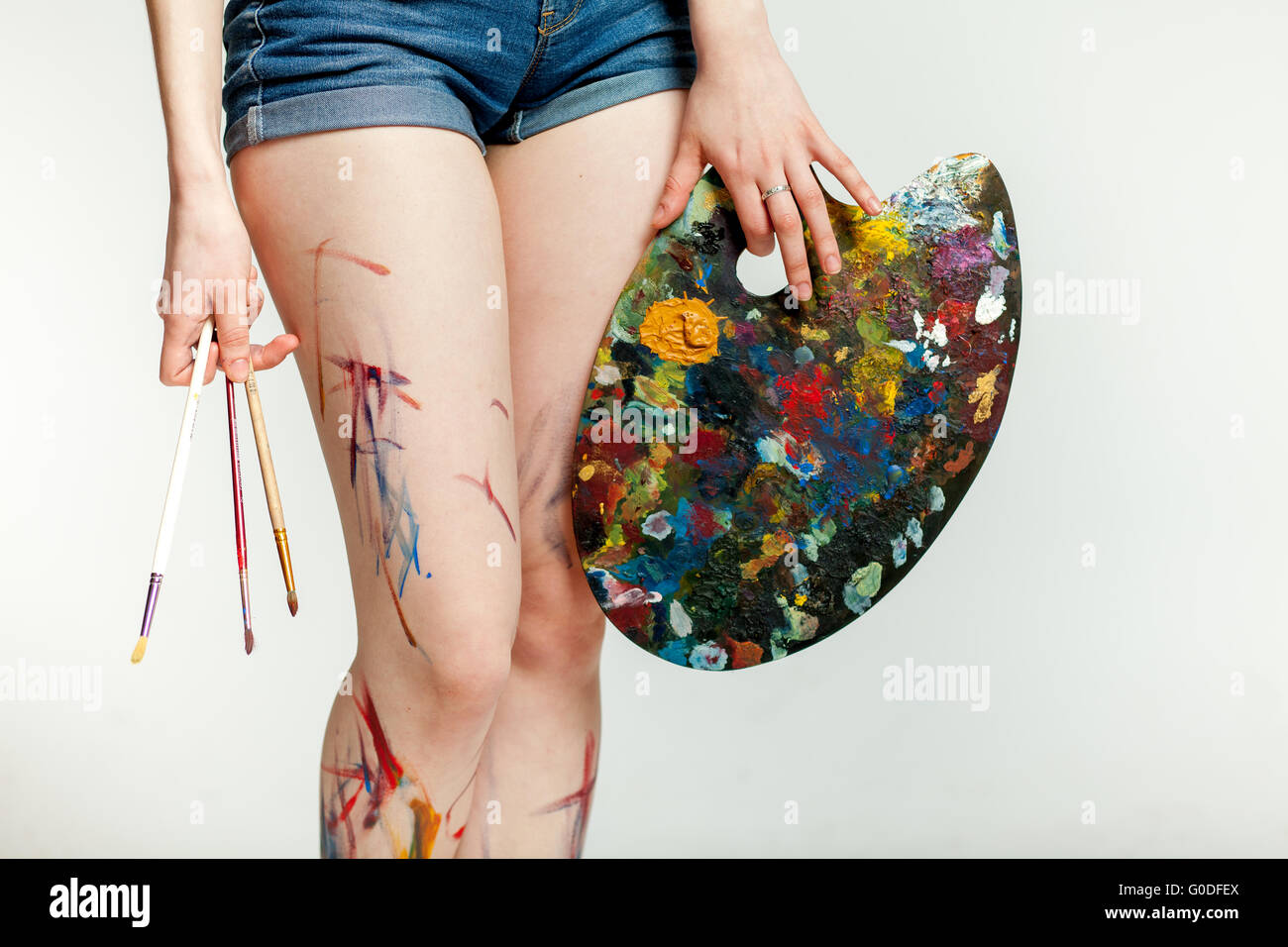 Beine-Mädchen-Künstler Stockfoto