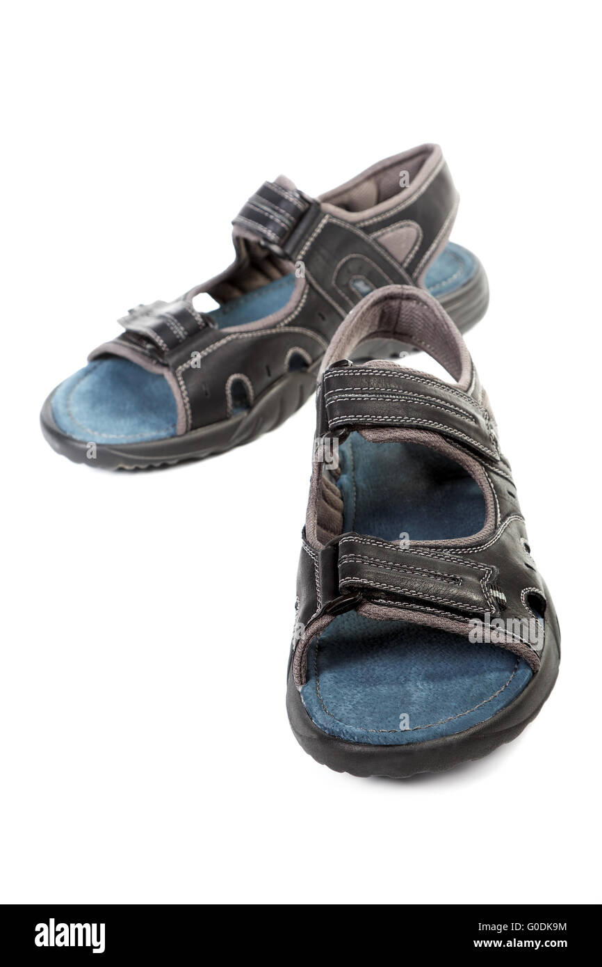 Sommer Herren Sandalen isoliert auf weißem Hintergrund Stockfoto