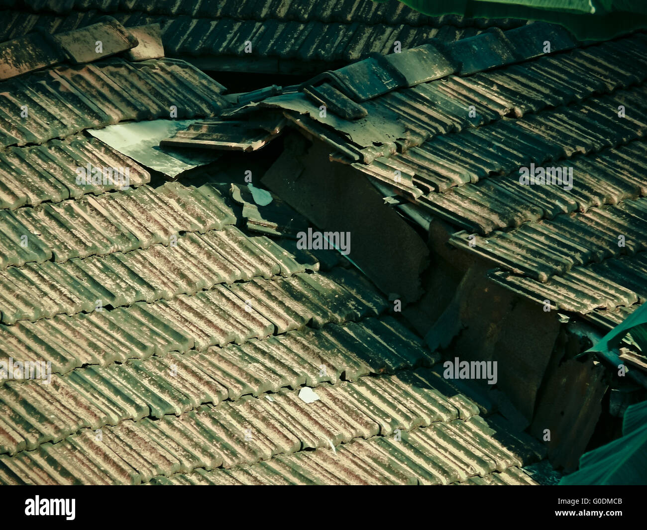 Traditionelle Dachschräge mit Manglori Fliesen gemacht Stockfoto